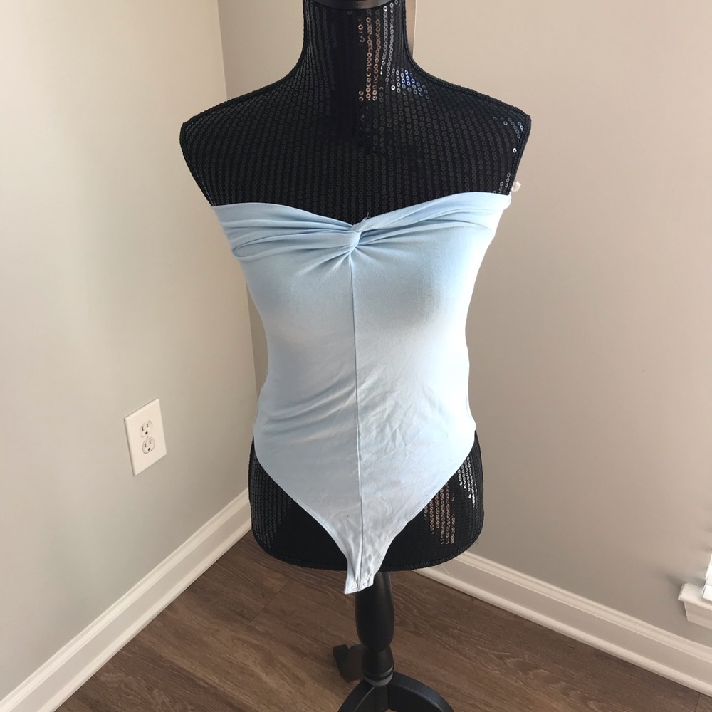 Sky blue tube body suit